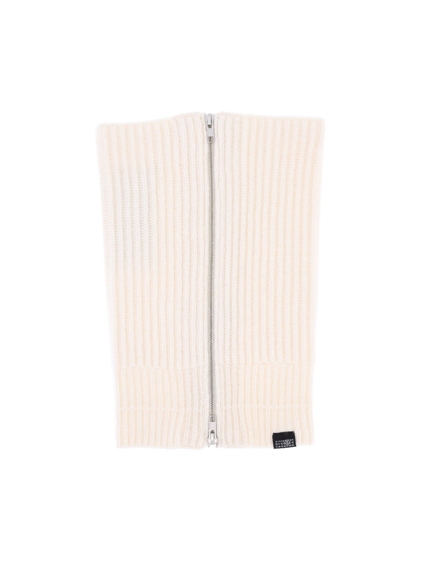 Mm6 By Maison Margiela Cream Zip Wool-Blend Scarf