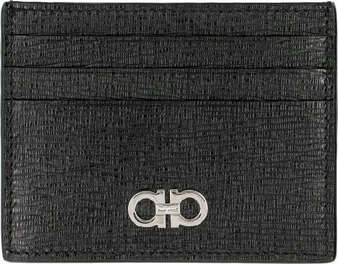 Salvatore Ferragamo Textured Leather Cardholder With Polished Logo Detail