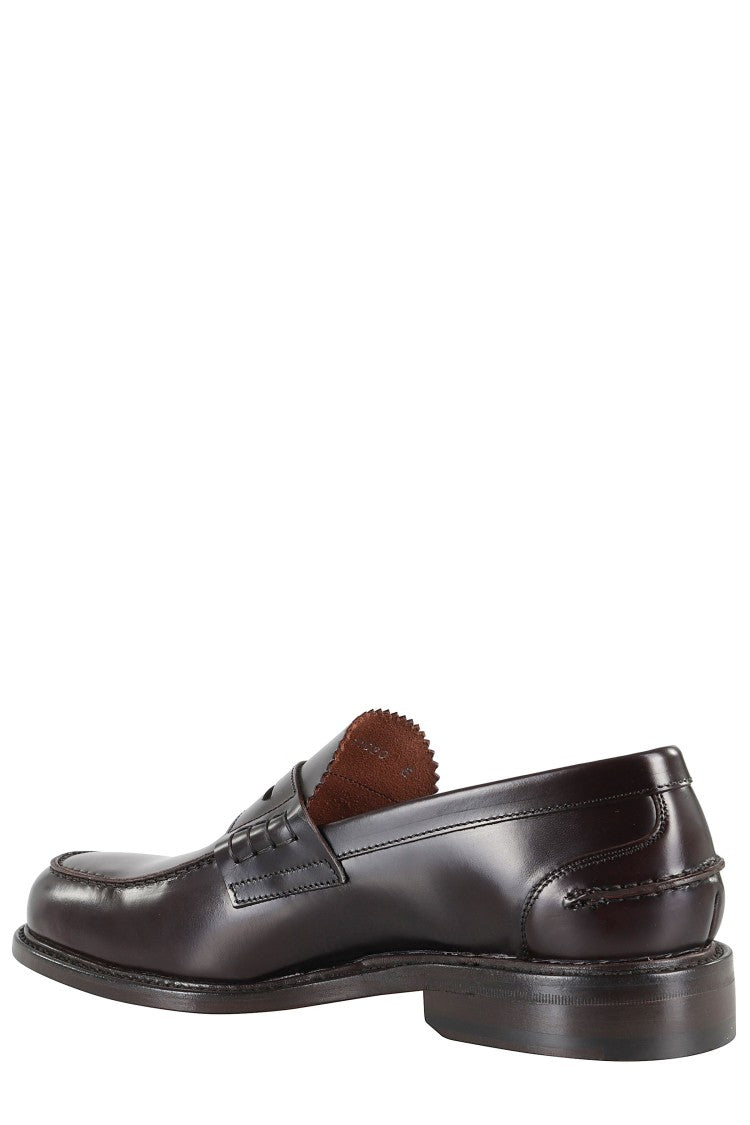 John Spencer Brown Shiny Penny Strap Leather Loafers