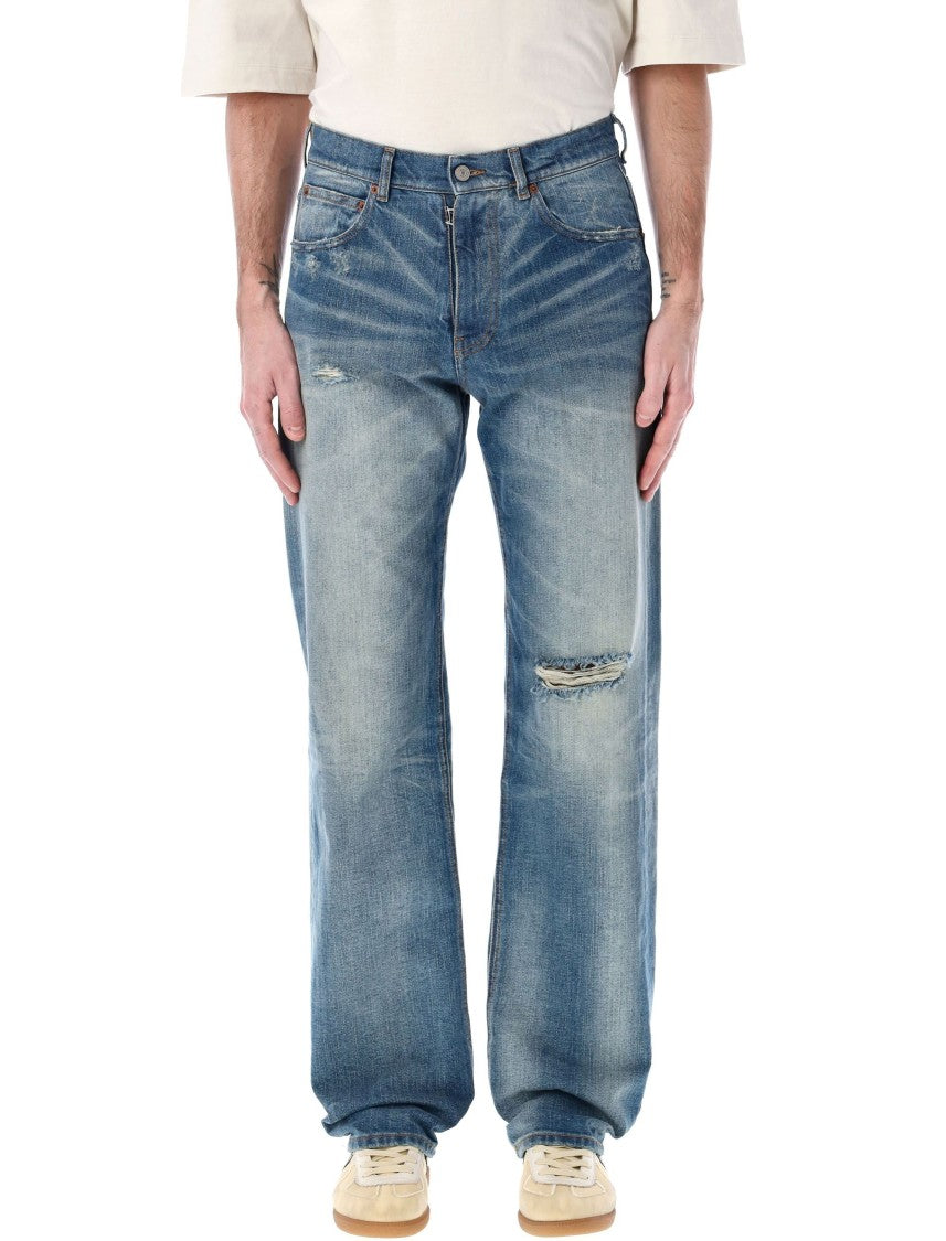 Mm6 By Maison Margiela Light Blue Distressed Jeans