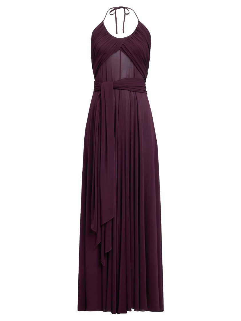 Alaïa Burgundy Sleeveless Dress With Layered Design