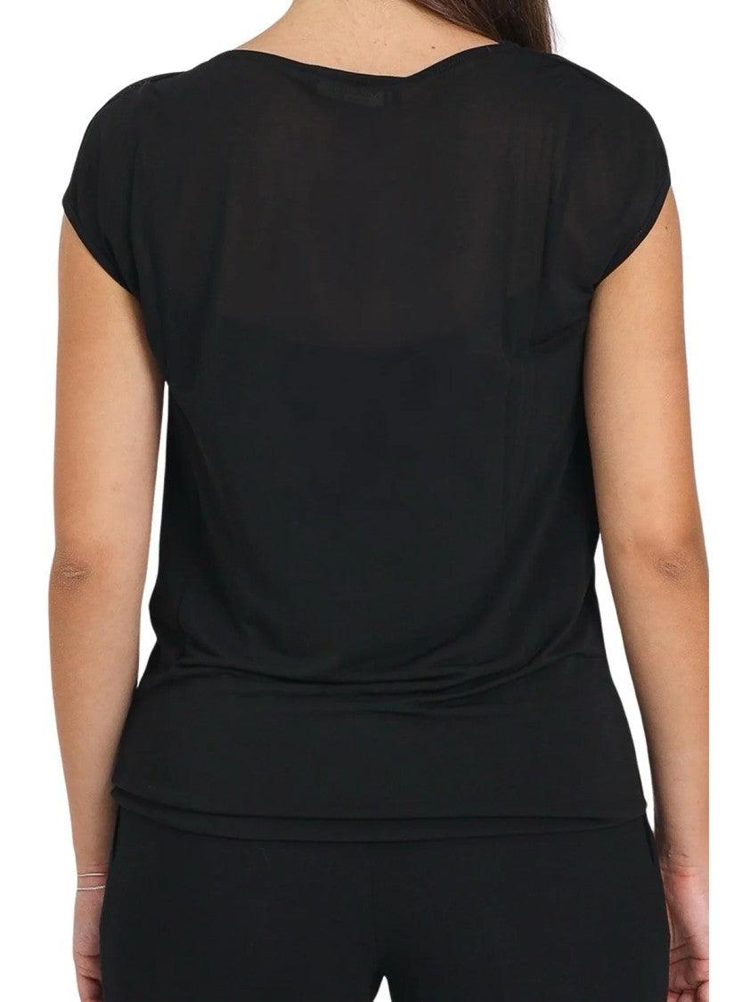 Max Mara Black Viscose Cowl-Neck Top