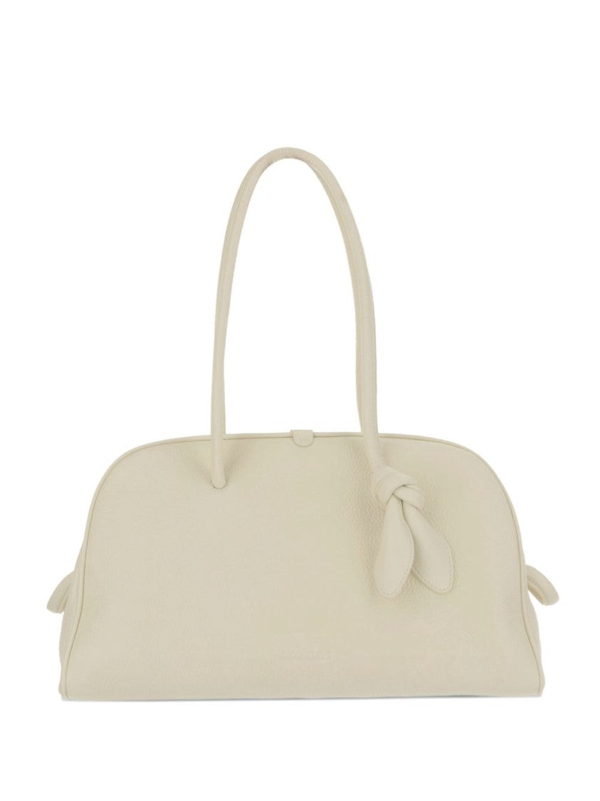Jacquemus Ivory Leather Knot Detail Zip Bag
