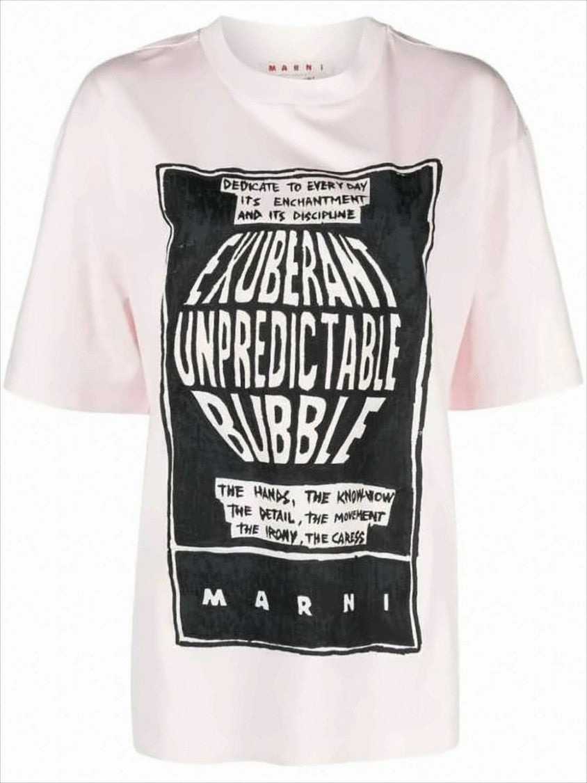 Marni Graphic Print Light Pink Cotton T-Shirt