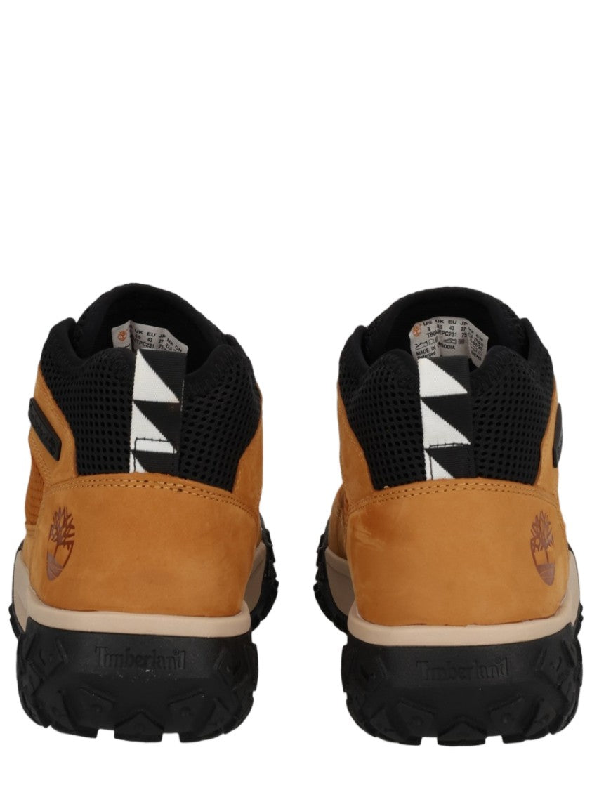 Timberland Rugged Leather Sneakers With Textured Outsole And Pull Tab