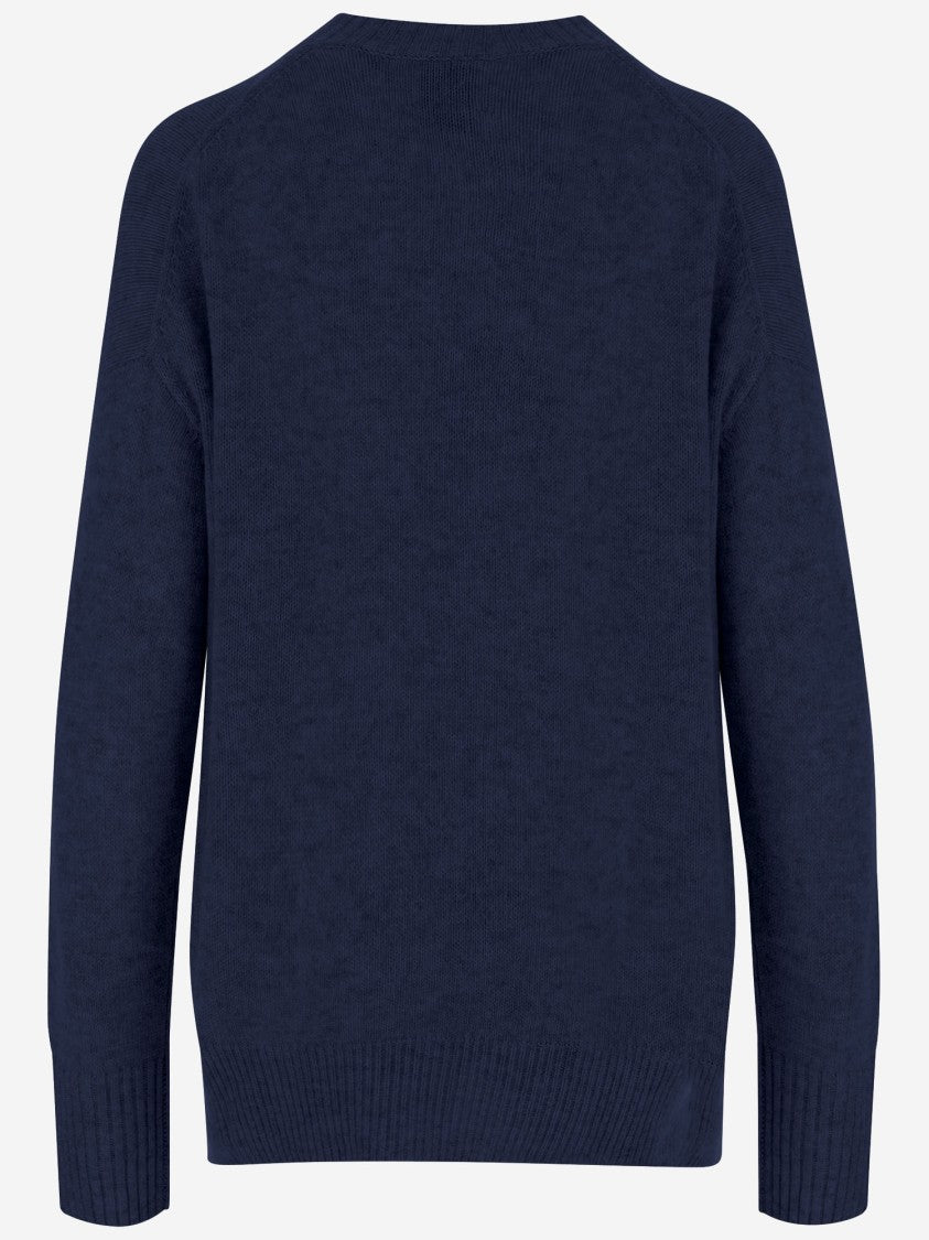 Allude Crew Neck Cashmere Sweater With Ribbed Edges