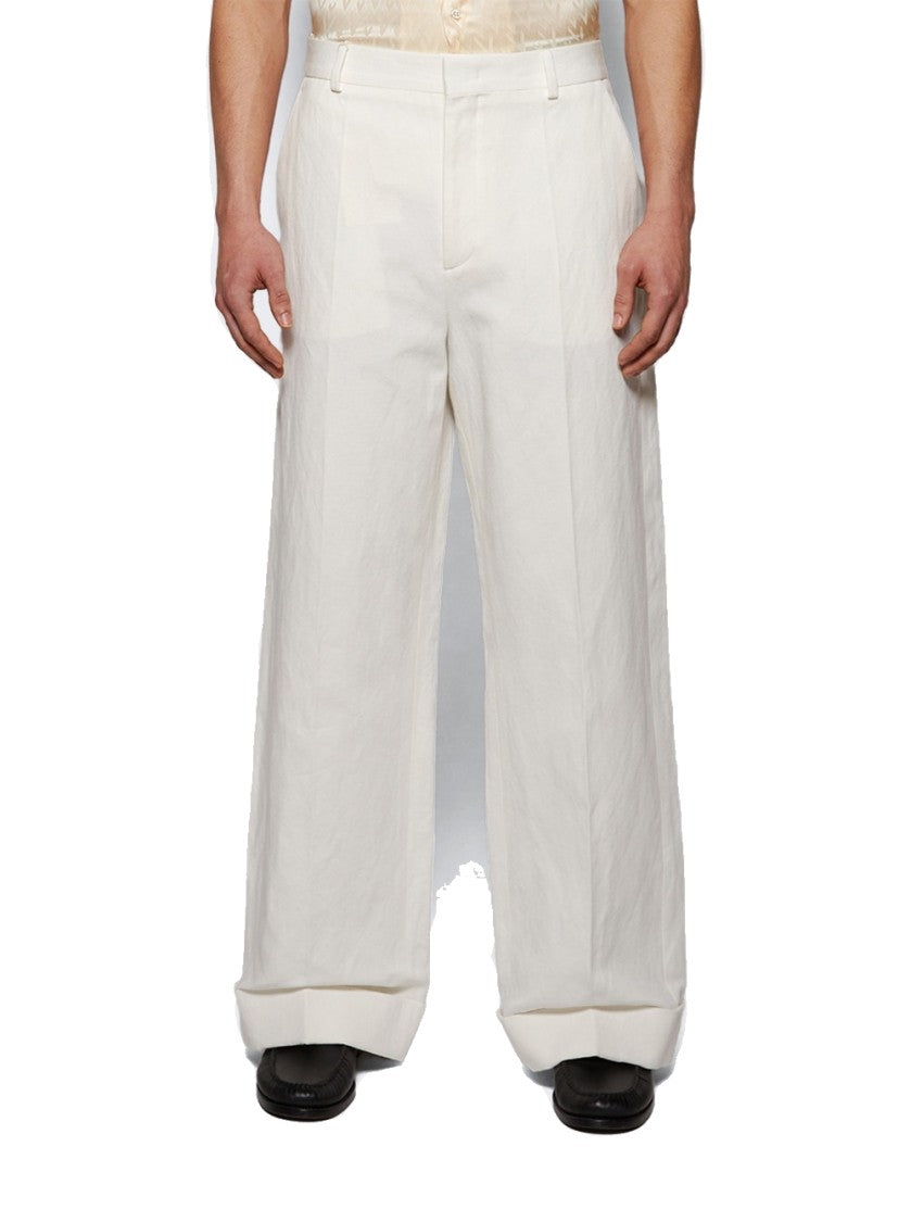 Valentino Ivory Straight-Leg Trousers With Concealed Fastening