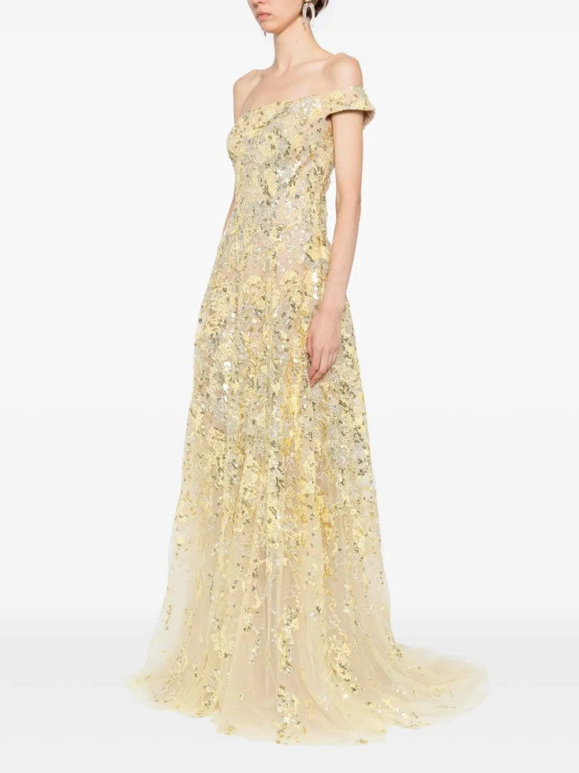 Saiid Kobeisy Off-Shoulder Long Embroidered Dress