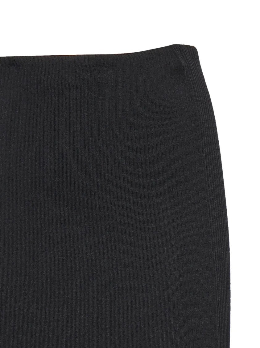 Alberta Ferretti Ribbed Knit Midi Skirt With Semi-Sheer Flare