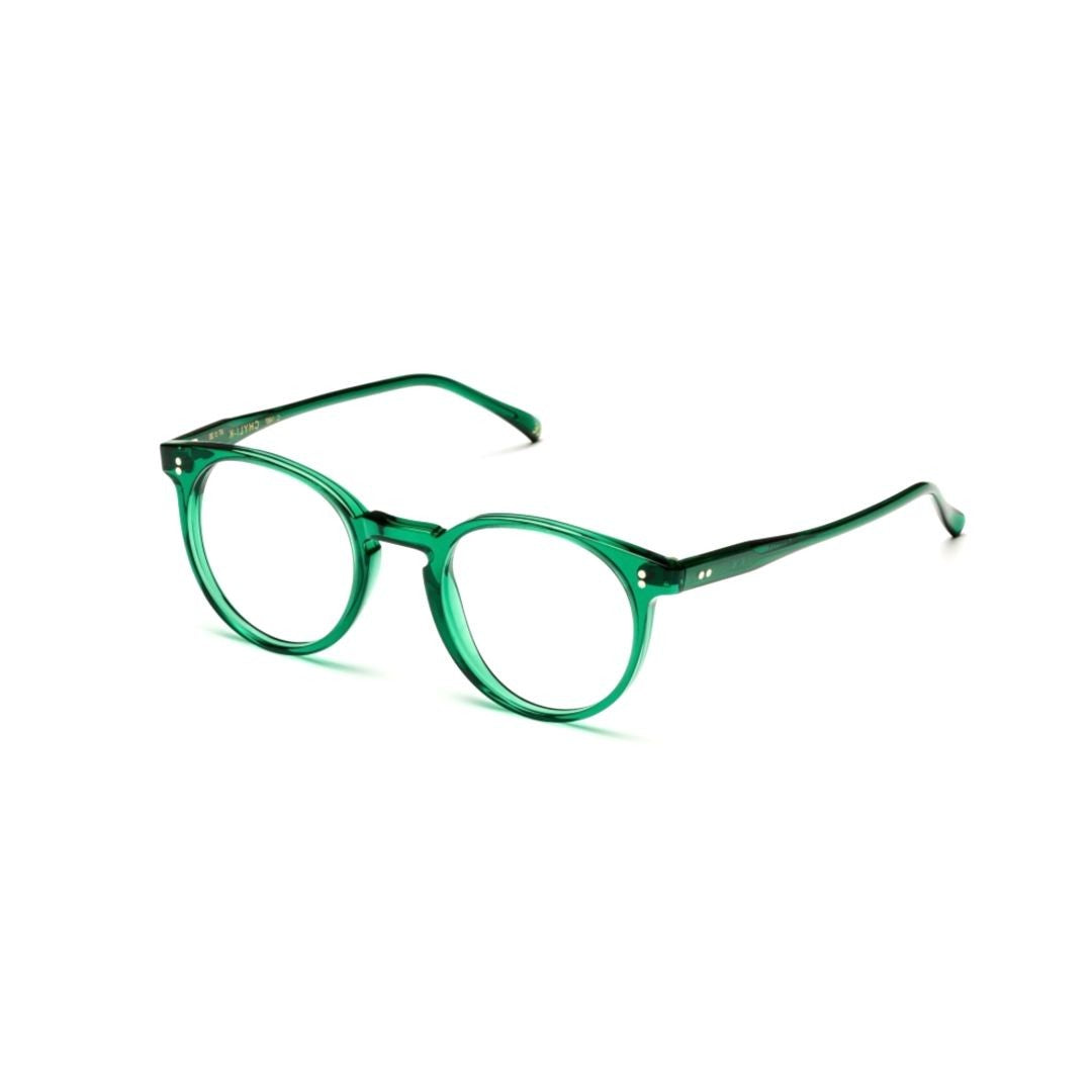 Kador Chyli/K-47 Translucent Green Round Frame Sunglasses With Keyhole Bridge