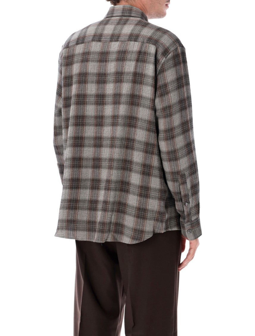 Sunflower Studio Checkered Seersucker Cotton Cashmere Casual Shirt