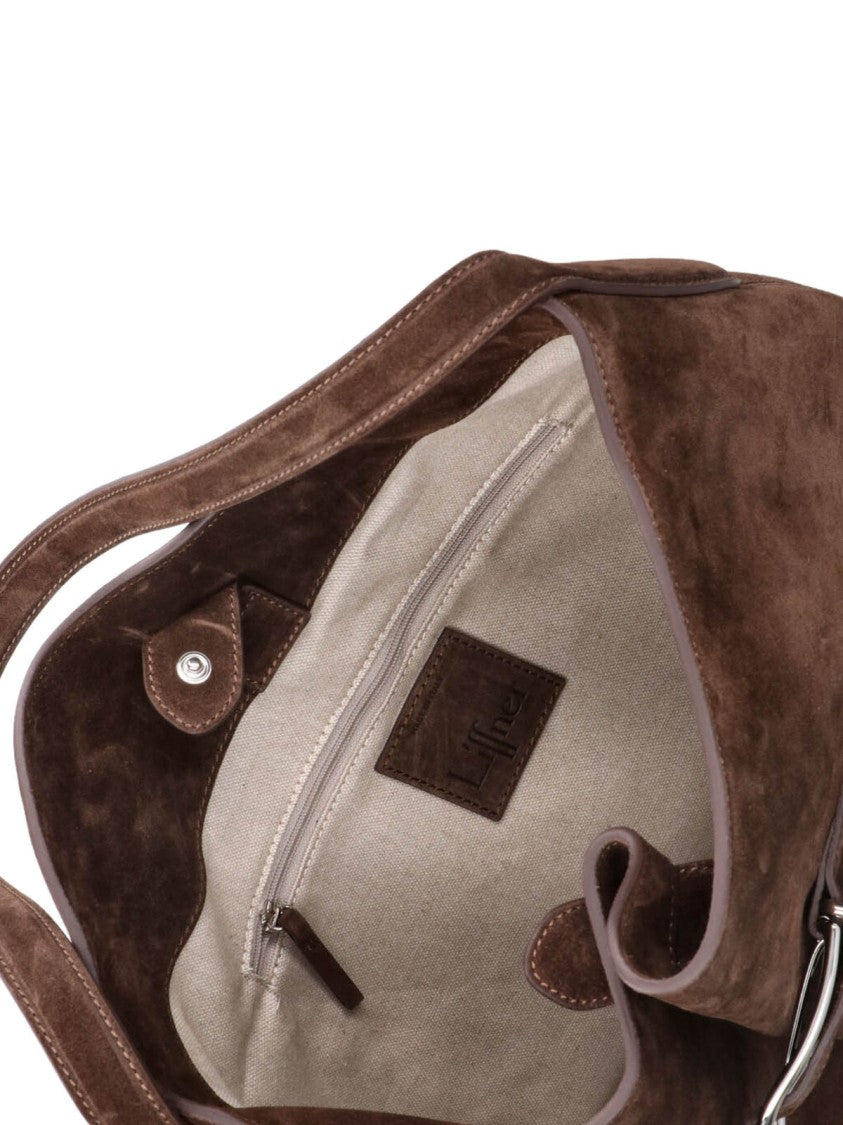 Liffner Suede Shoulder Bag With Front Strap