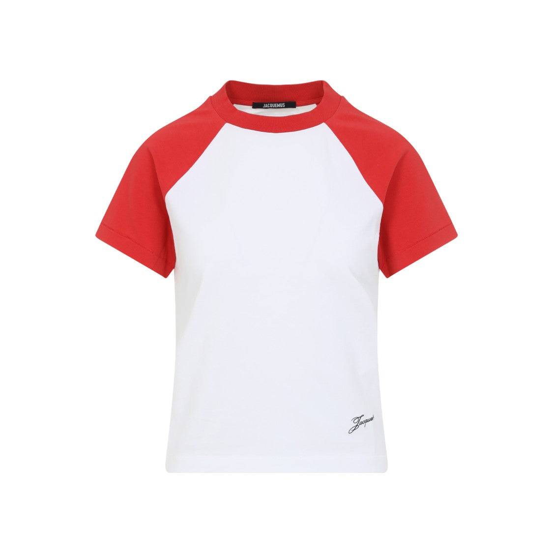 Jacquemus Raglan T-Shirt With Red Sleeves And Subtle Logo
