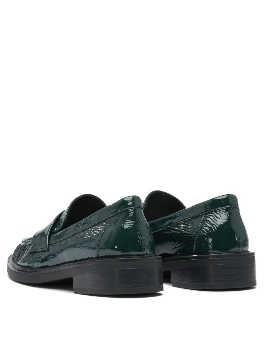 Strategia Glossy Textured Green Loafers