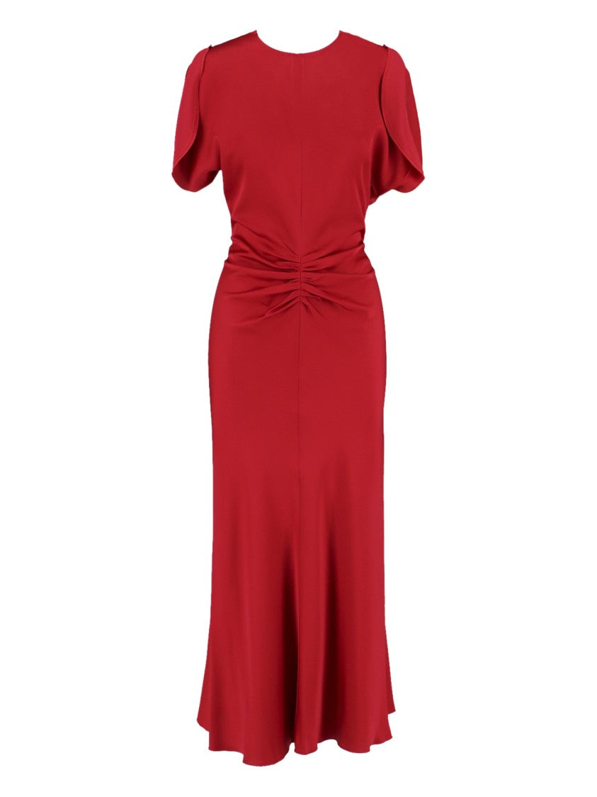 Victoria Beckham Draped Midi Dress Red