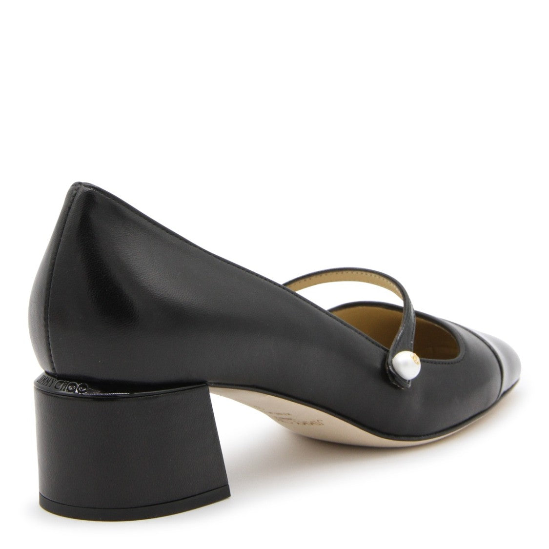 Jimmy Choo Black Leather Squared Heel Pumps