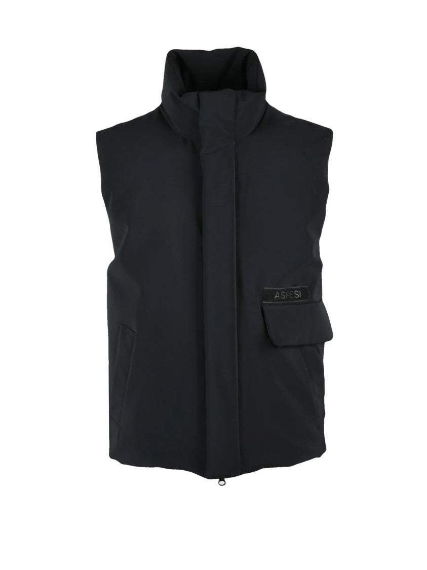 Aspesi Padded Down Vest With High Collar And Minimalist Design