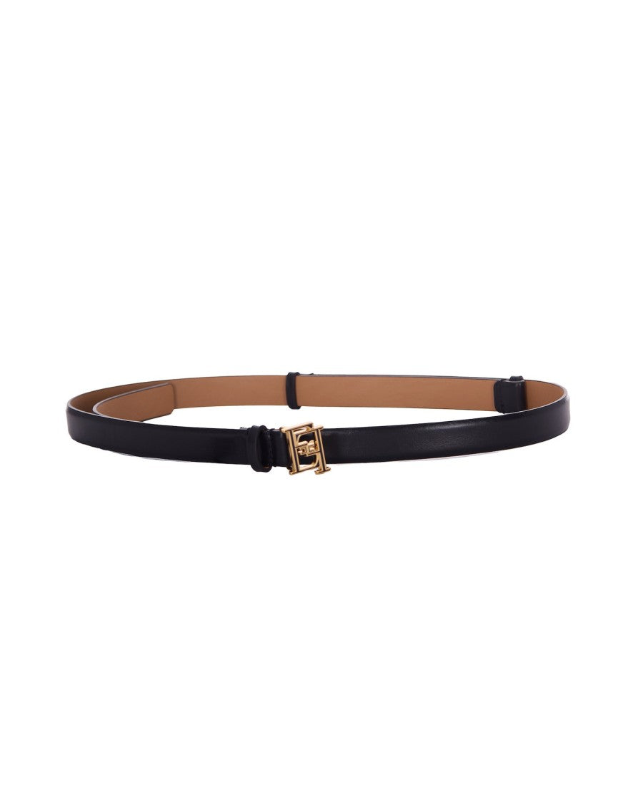 Elisabetta Franchi Black Belt With Logo Buckle