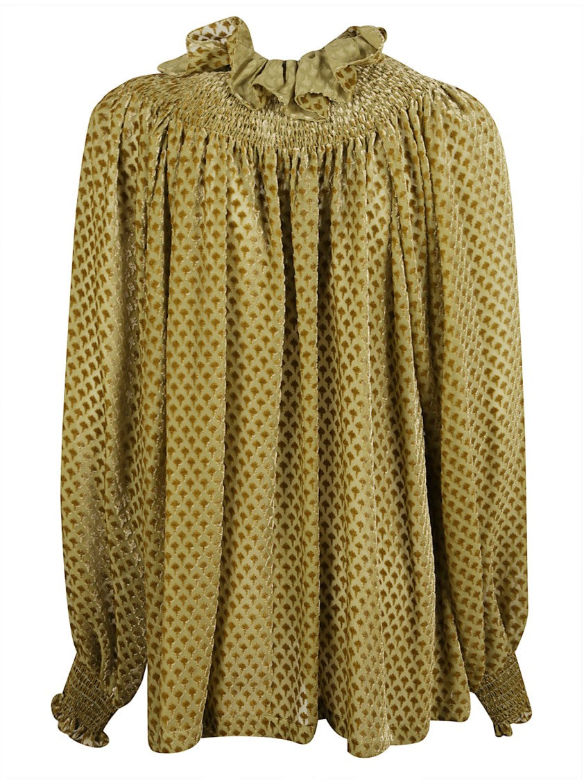 Burberry Silk-Blend Velvet Blouse With Torch Motif