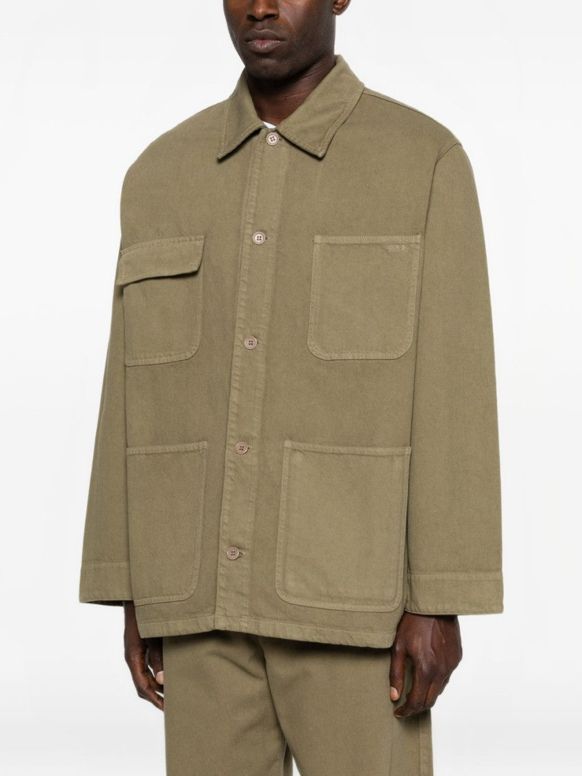 A.P.C. Casual Olive Jacket In Organic Cotton