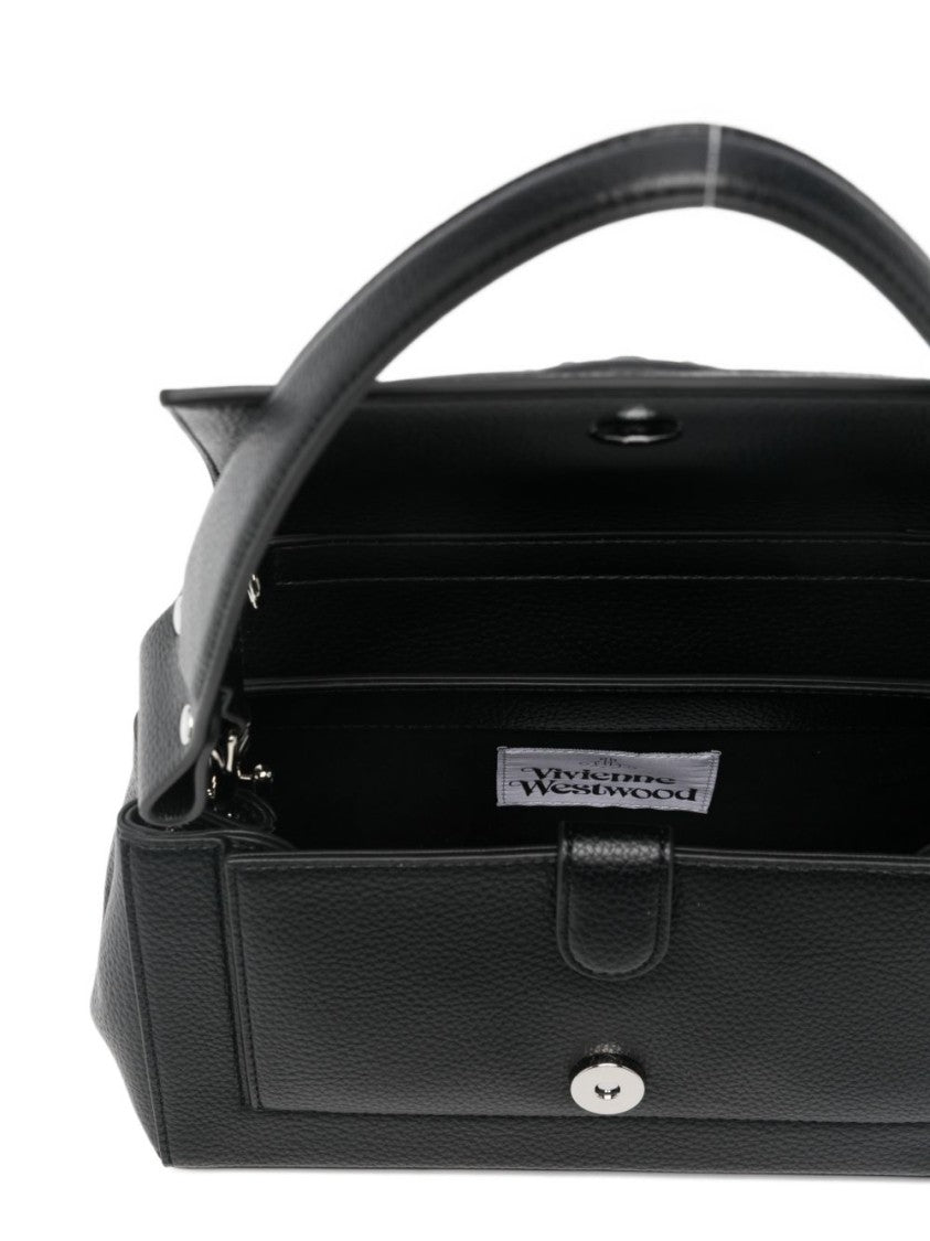 Vivienne Westwood Black Grained Chain Detail Top Bag