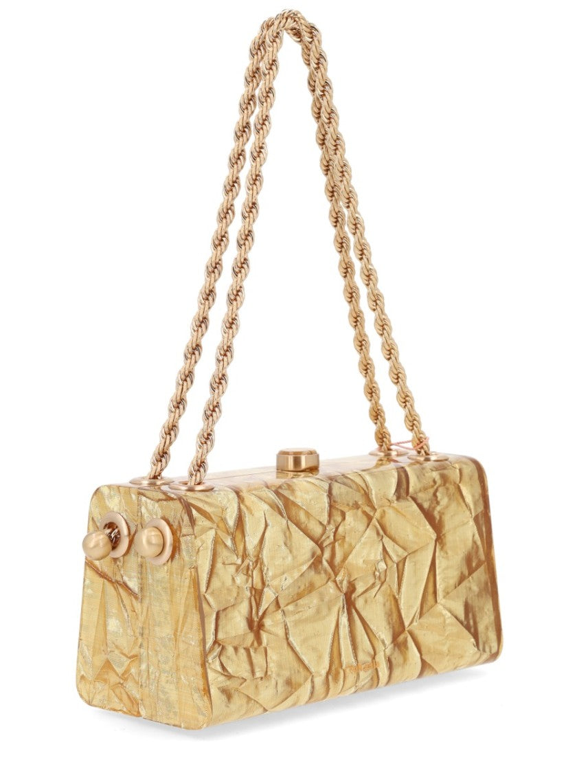 Cult Gaia Hajar Crinkled Metallic Clasp Shoulder Bag