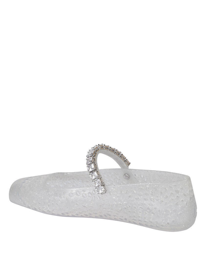 Jimmy Choo Transparent Upper Flats With Sparkling Strap