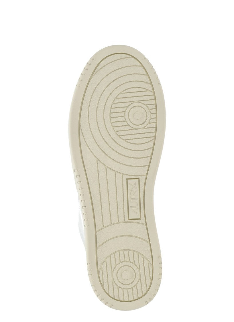 Autry White Smooth Leather Sneakers With Lurex Detailing