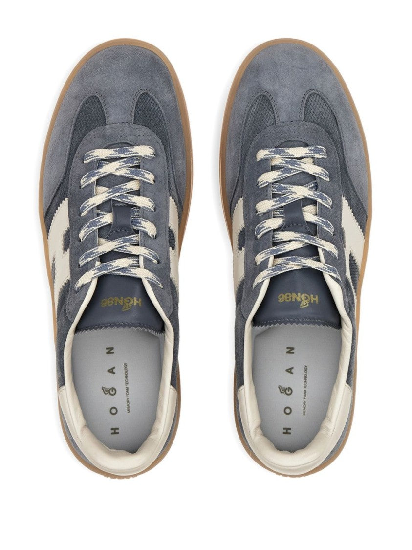 Hogan Blue Silk And Nylon Star Sneakers