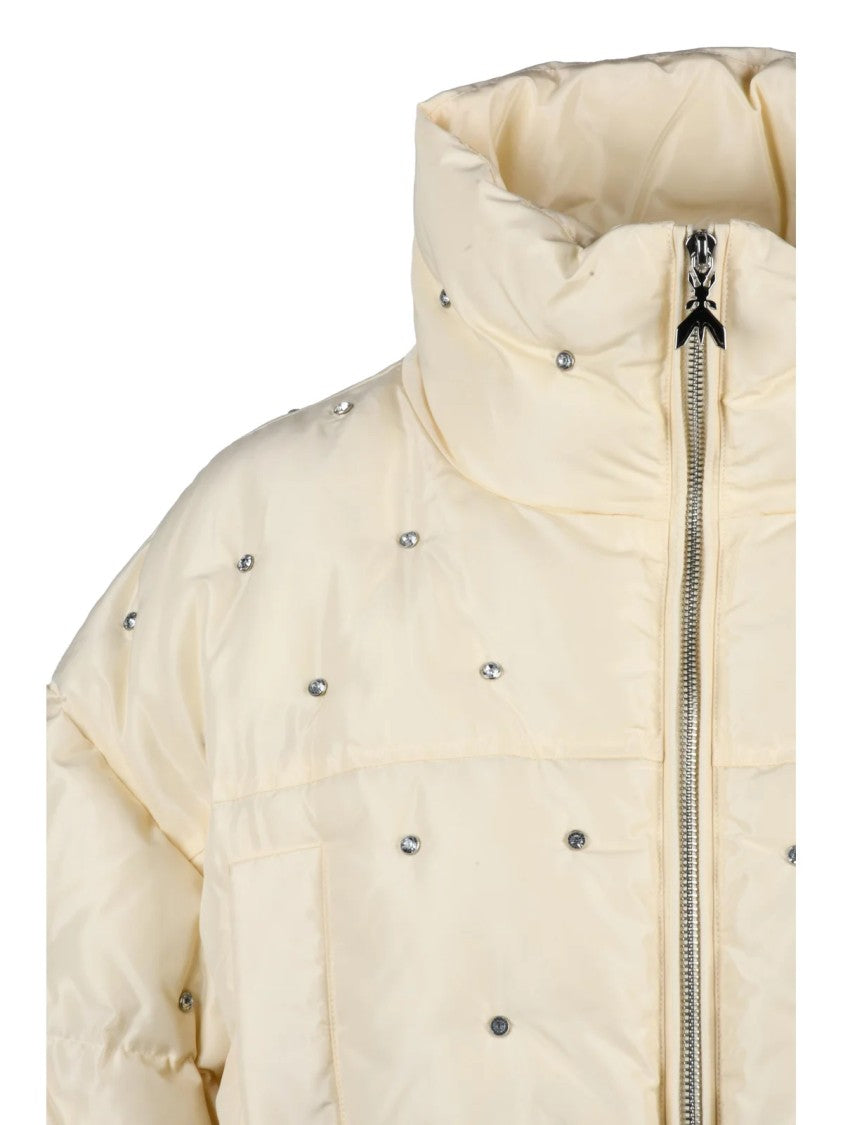 Patrizia Pepe White Polyester Zip Padded Cropped Down Jacket