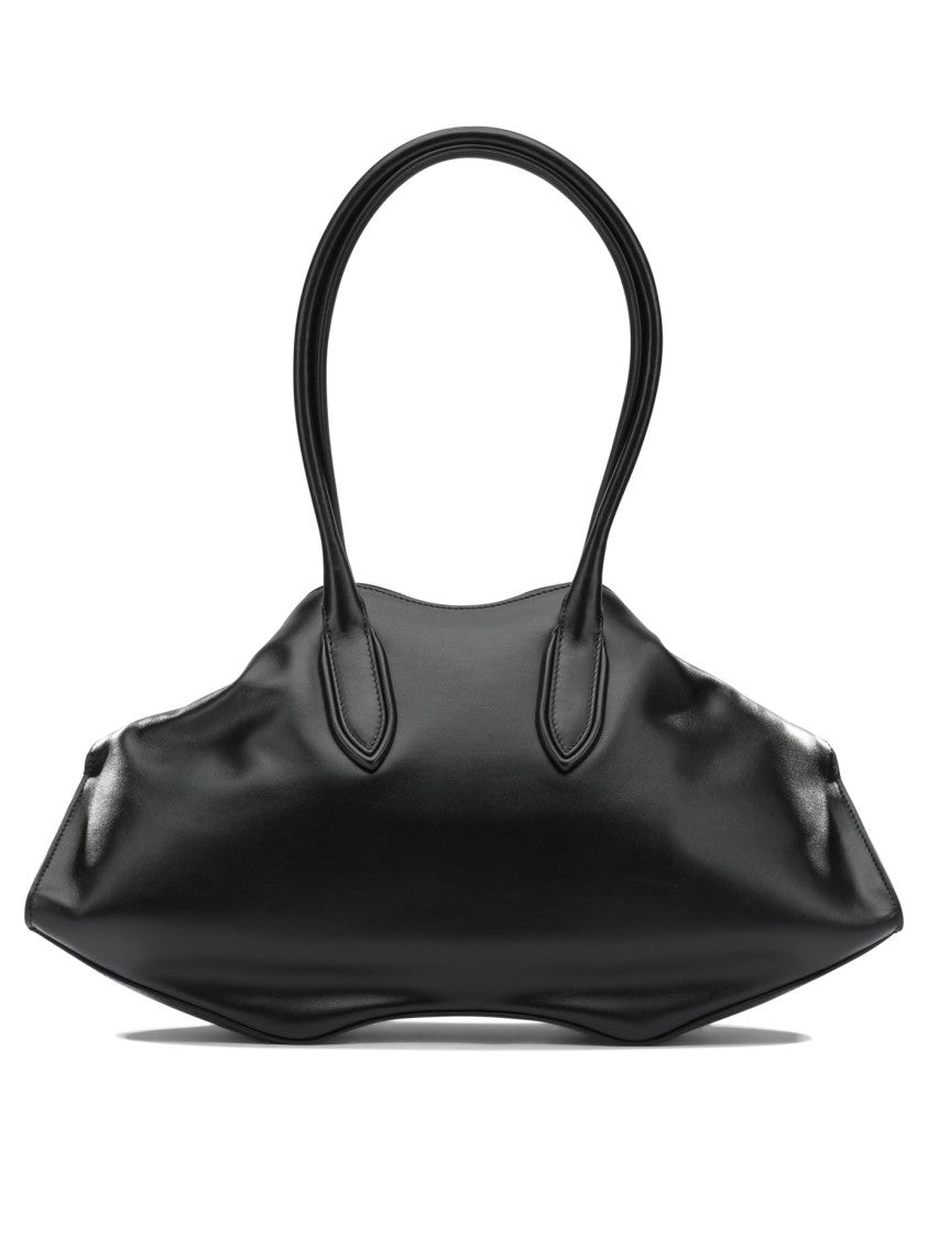 Alexander Mcqueen Black Leather Handbag With Subtle Detailing
