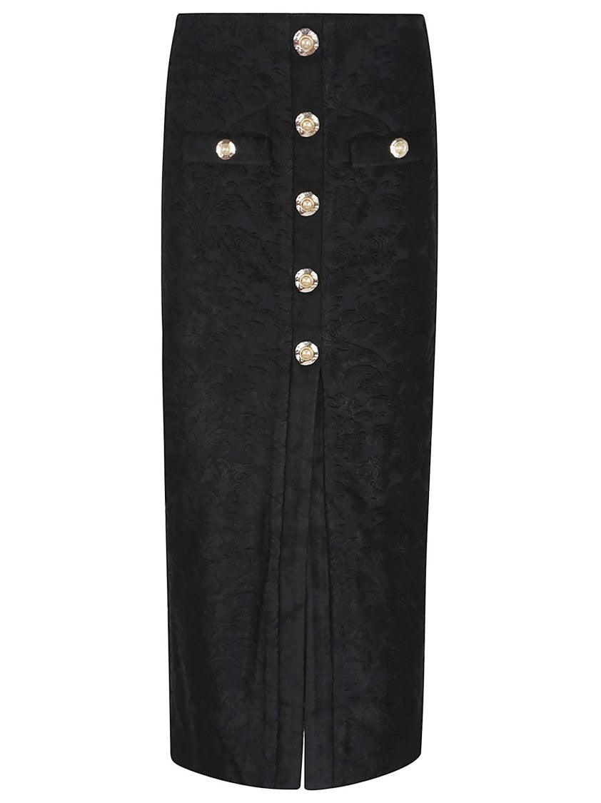 Balmain Baroque Jacquard Fitted Midi Skirt