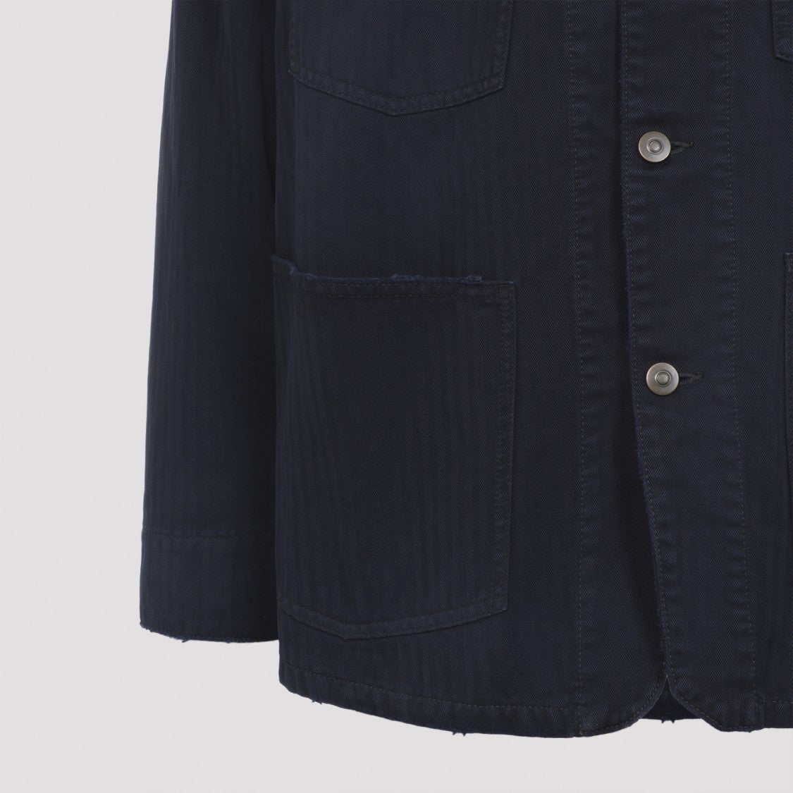 Maison Margiela Stone Washed Navy Blue Cotton Sportsjacket
