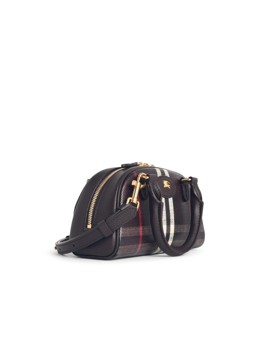 Burberry 'Bowling Highlands' 'Rosso Mahogany' Cotton Blend Mini Bag