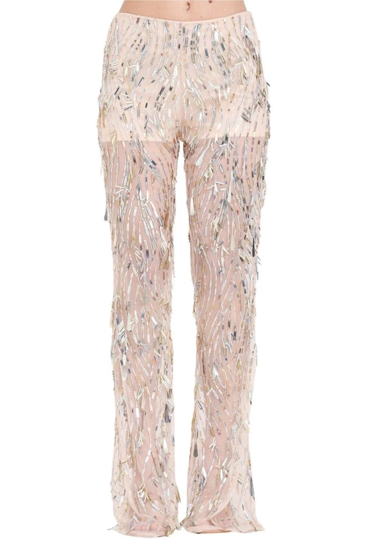 Simona Corsellini Polyamide Trousers - Silver/Beige