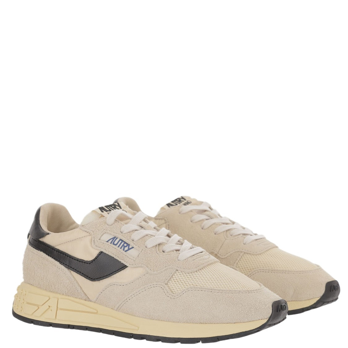 Autry Ivory/Black Leather Running Sneakers
