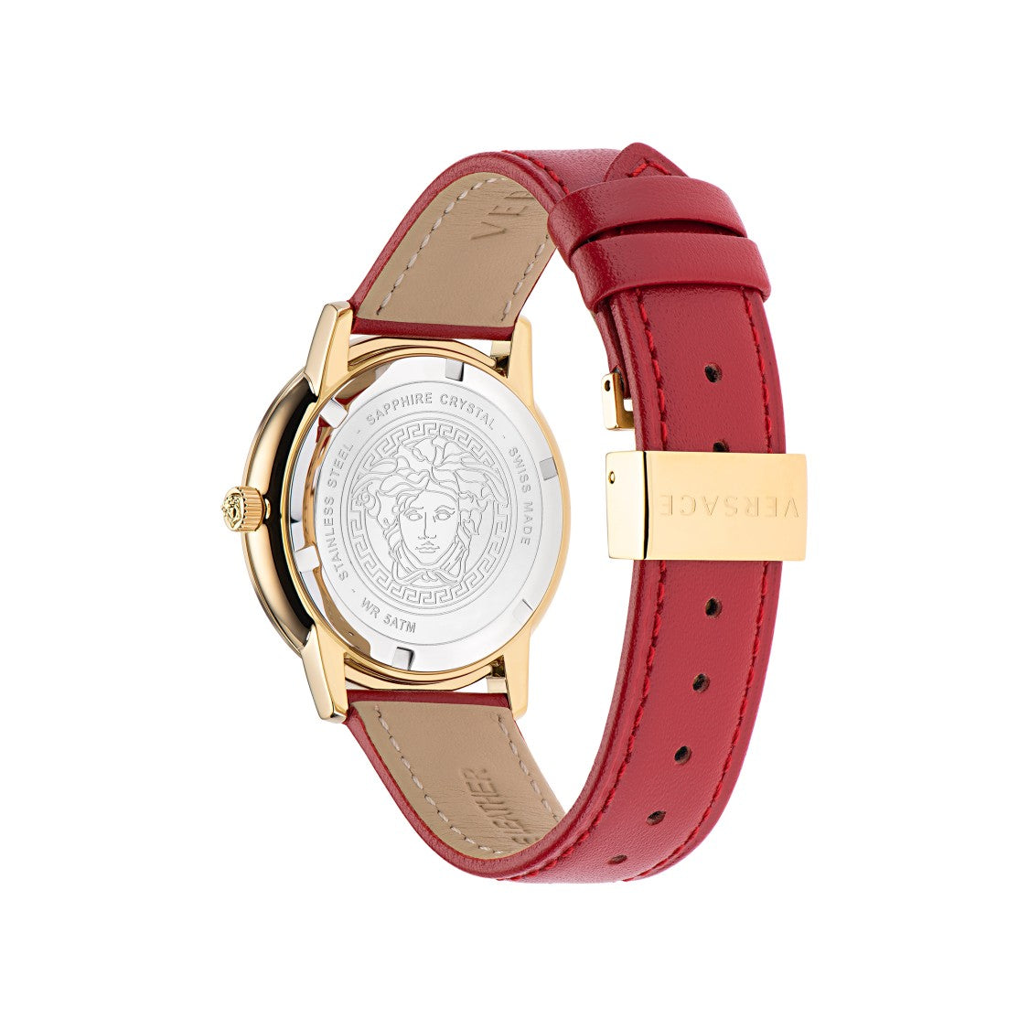 Versace Gold-Tone Stainless Steel Analog Watch With Red Dial
