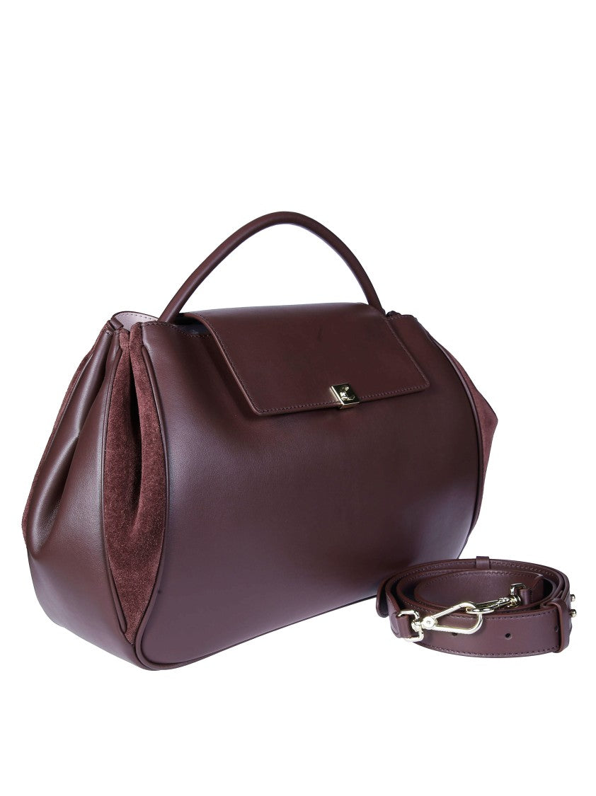Coccinelle Burgundy Suede Accent Shoulder Bag