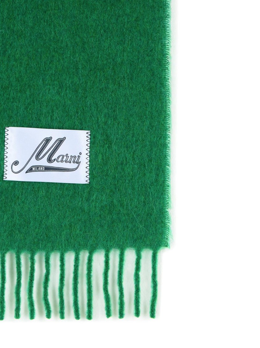 Marni Green Brushed Alpaca Blend Scarf