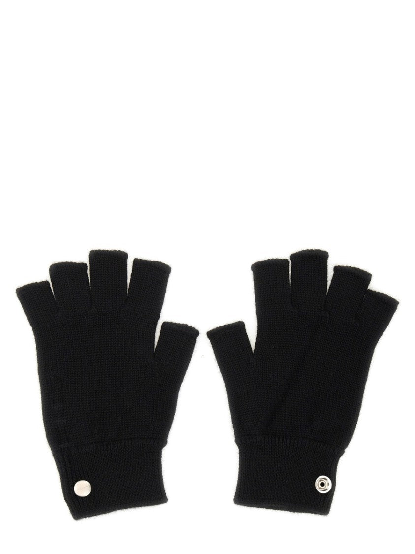 Rick Owens Fingerless Black Cashmere Gloves