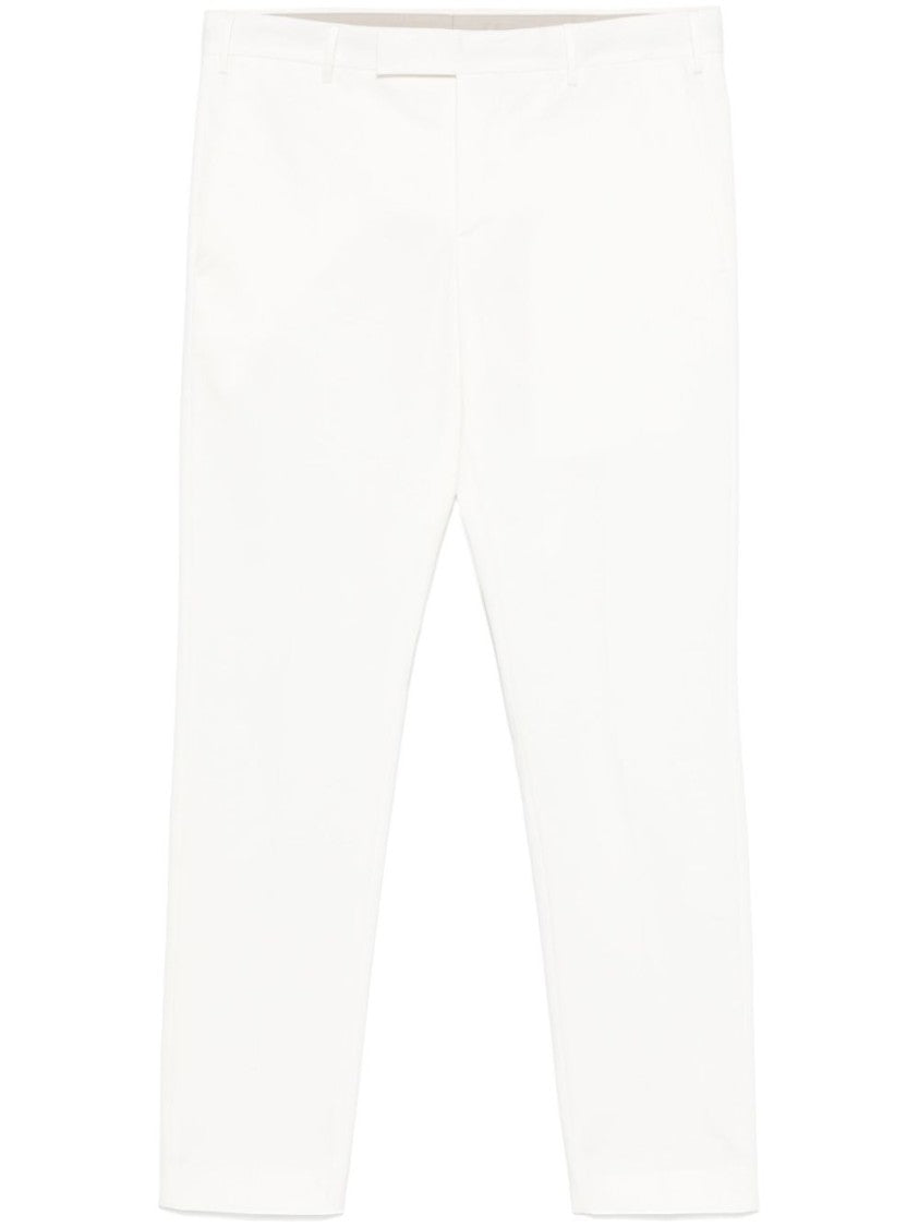 Pt Torino Tailored White Trousers With Concealed Fastening