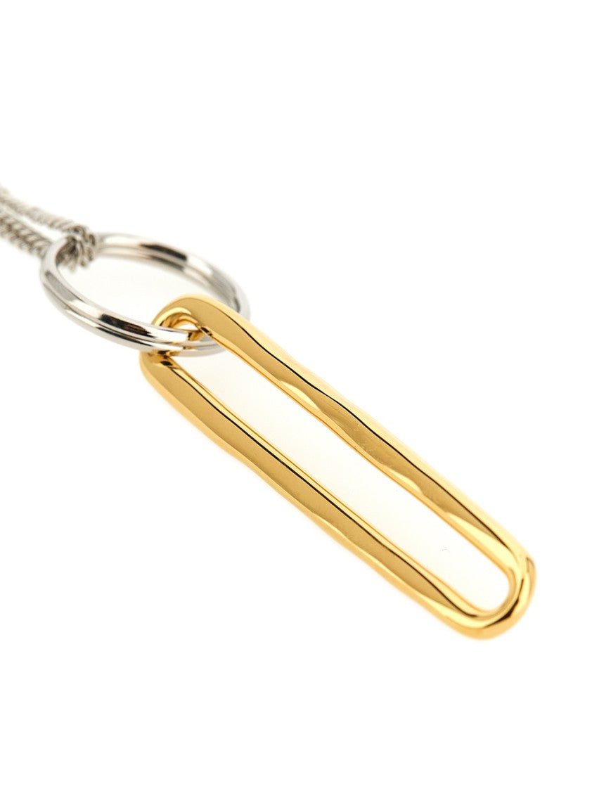 Jil Sander Handmade Brass Chain Necklace With Freshwater Pearl Charm