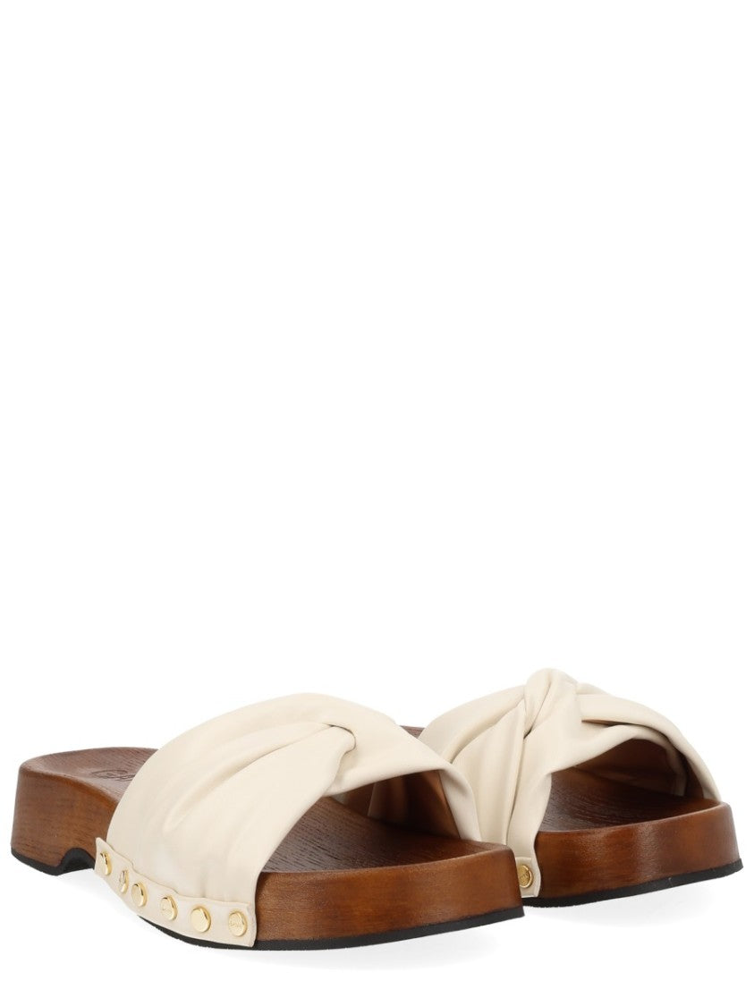 Ganni Tia Fairy Twisted Strap Wood Mules
