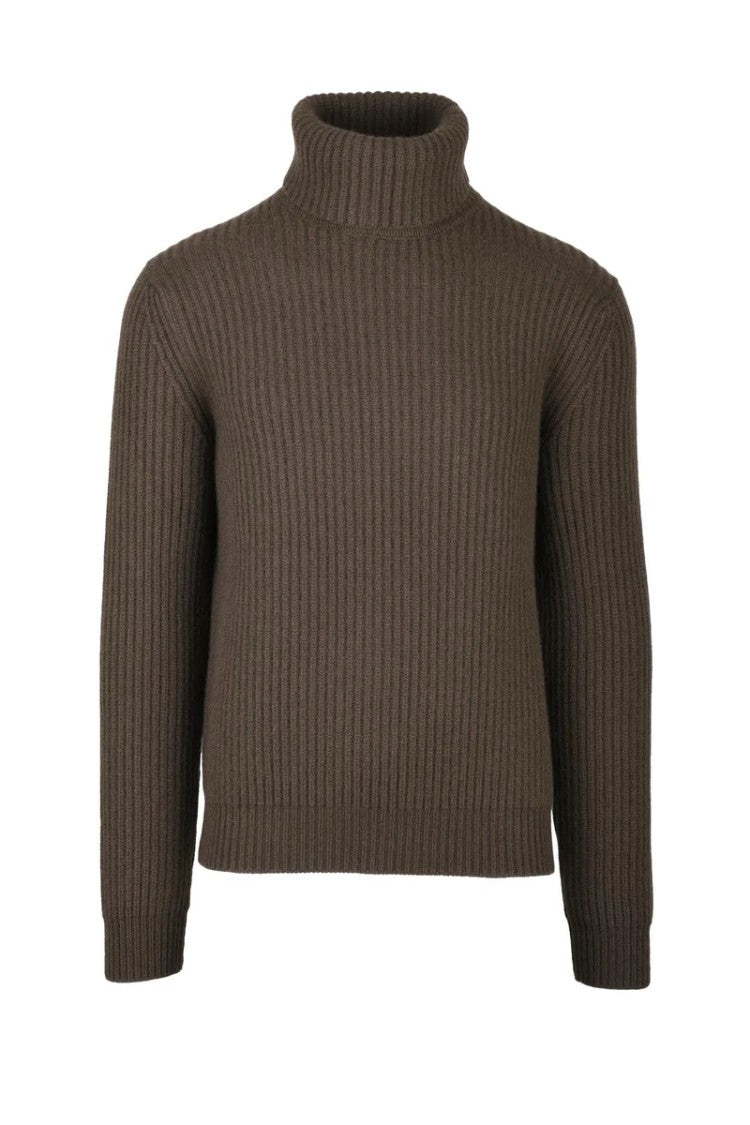 Malo High Neck Cashmere Sweater - Brown