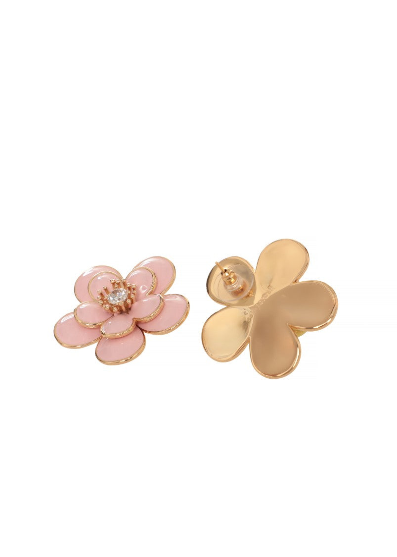 Self-Portrait Delicate Floral Brass Earrings With Crystal Accents