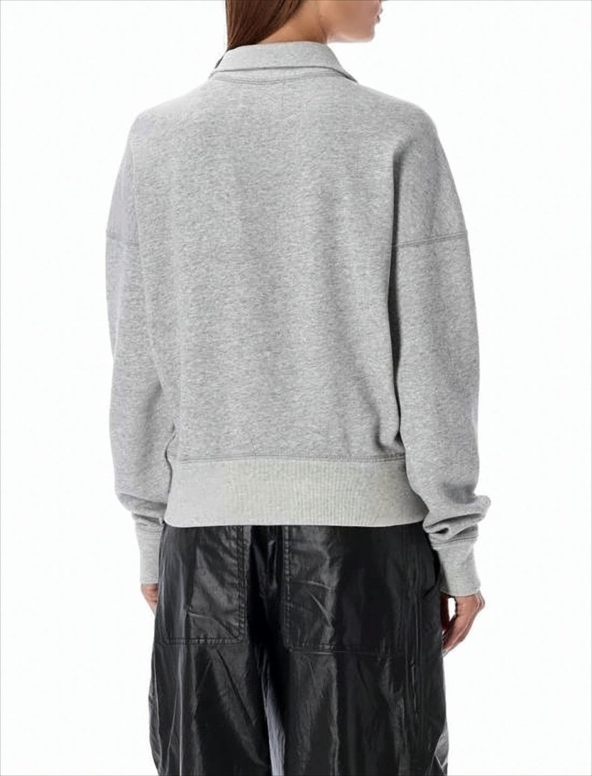 Isabel Marant Long-Sleeve Heathered Pullover With Half-Zip Front