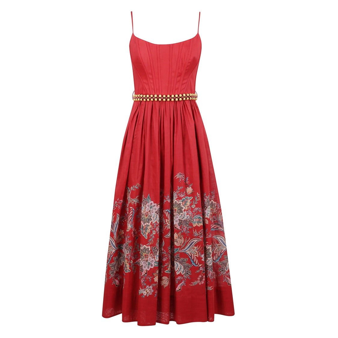 Zimmermann Paisley Print Midi Dress With Structured Bodice