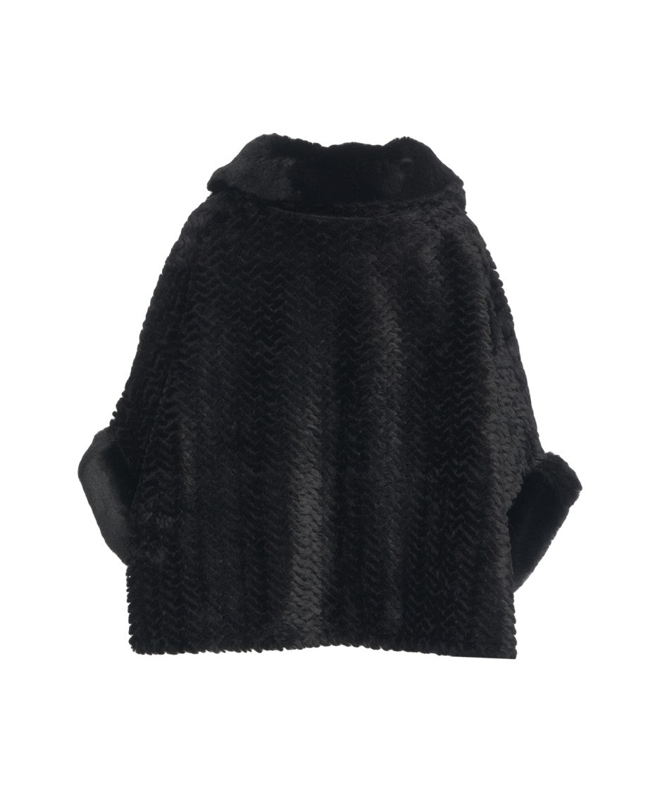 Liu Jo Faux Fur Cape With Wide Collar