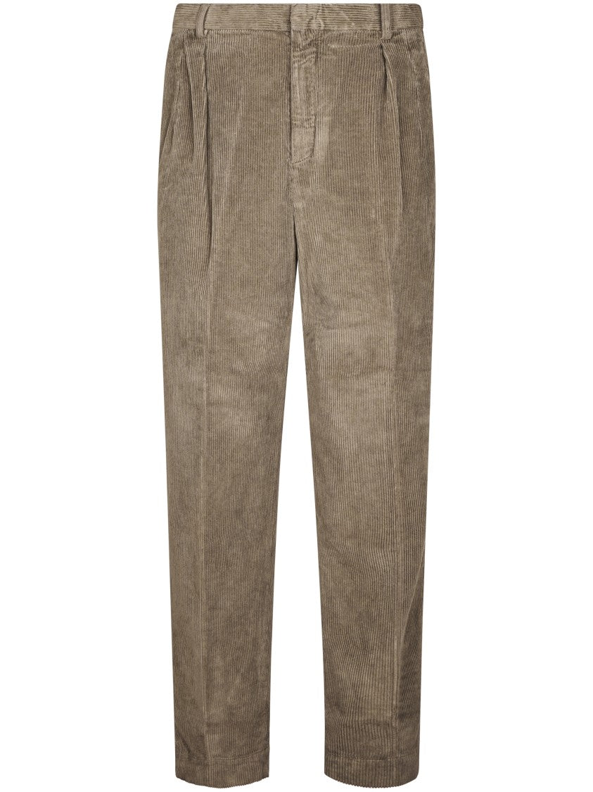 Cellar Door Straight-Leg Brown Corduroy Trousers With Mid-Rise Waist