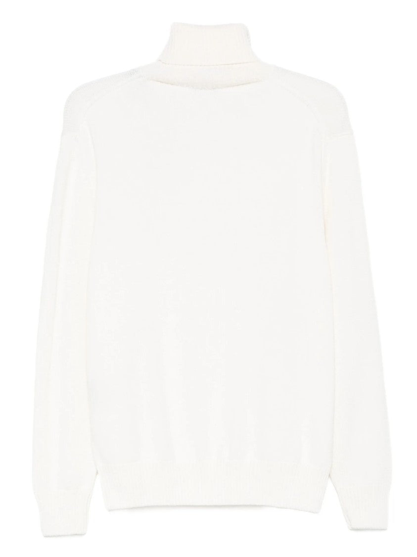 Paul & Shark High Turtleneck Wool Sweater With Ribbed Detailing